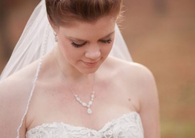 A bride with her hair in the air